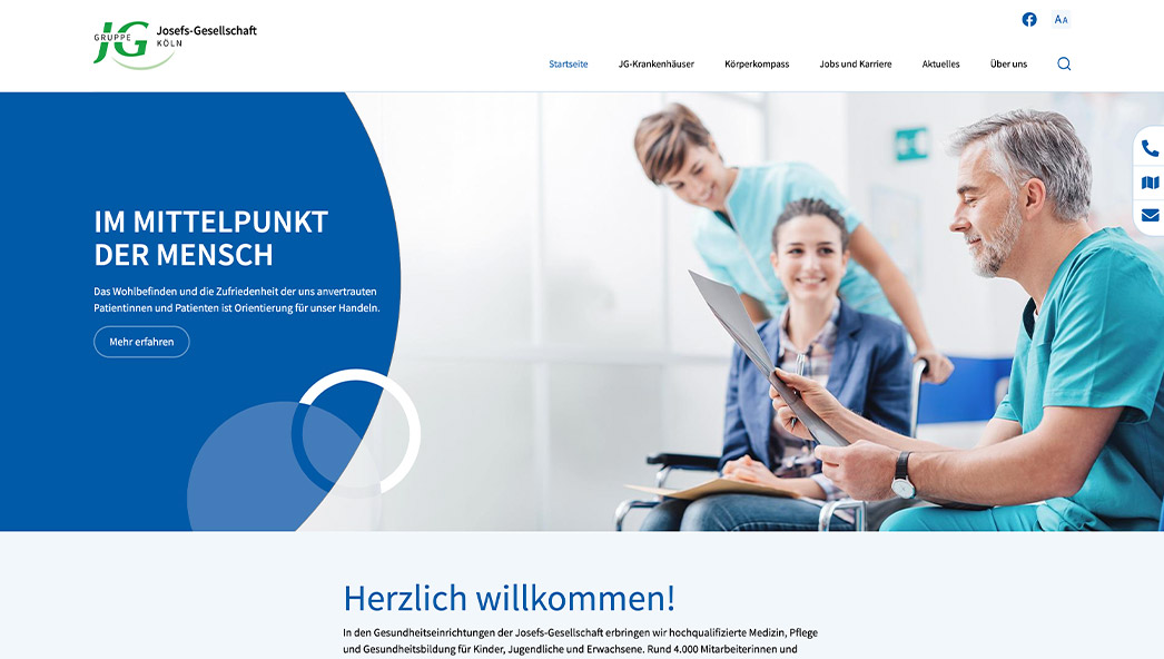 Referenz: Josefs-Gesellschaft, Website Screenshot