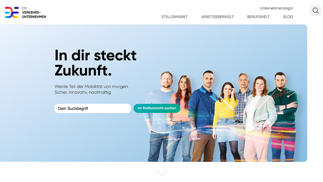 Referenz: Verband deutschter Verkehrsunternehmen (In dir steckt Zukunft), Website Screenshot 