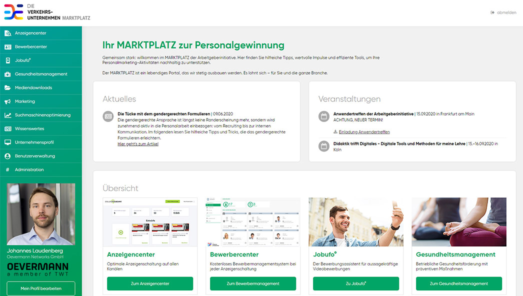 Referenz: Verband deutschter Verkehrsunternehmen, Website Screenshot des Marktplatzes